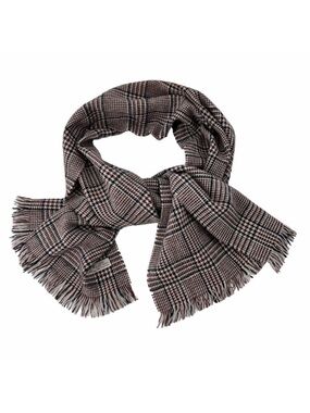 Vintage Hilltop Scotland 100% Wool Scarf Black Brown Plaid Unisex 54" x 12"